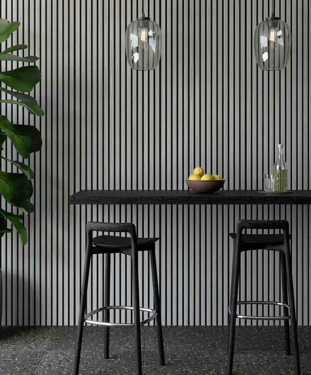 Mid Grey Acoustic Wood Wall Panel (60cm x 240cm)