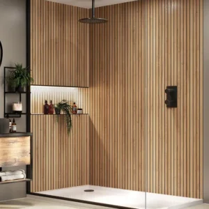 Brown Cuneo Oak Laminate Hydrolock Wall Panel (240cm x 59.8cm)