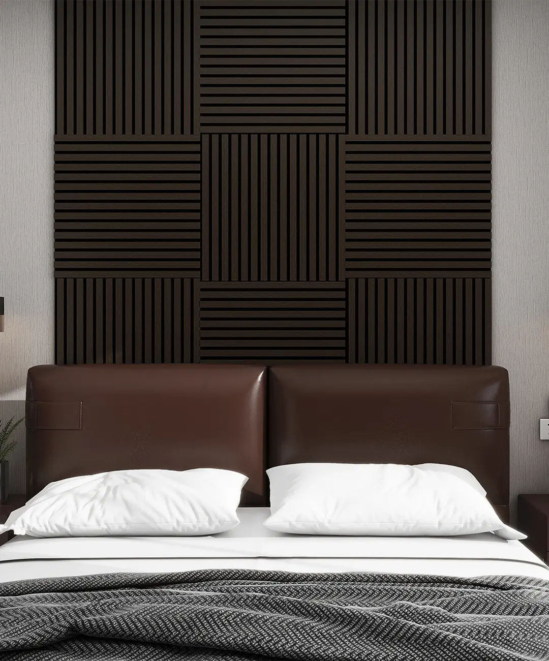 Dark Oak Acoustic Wood Wall Panel (60cm x 60cm) Pack of 2